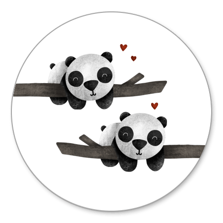 Tweeling panda's met takjes